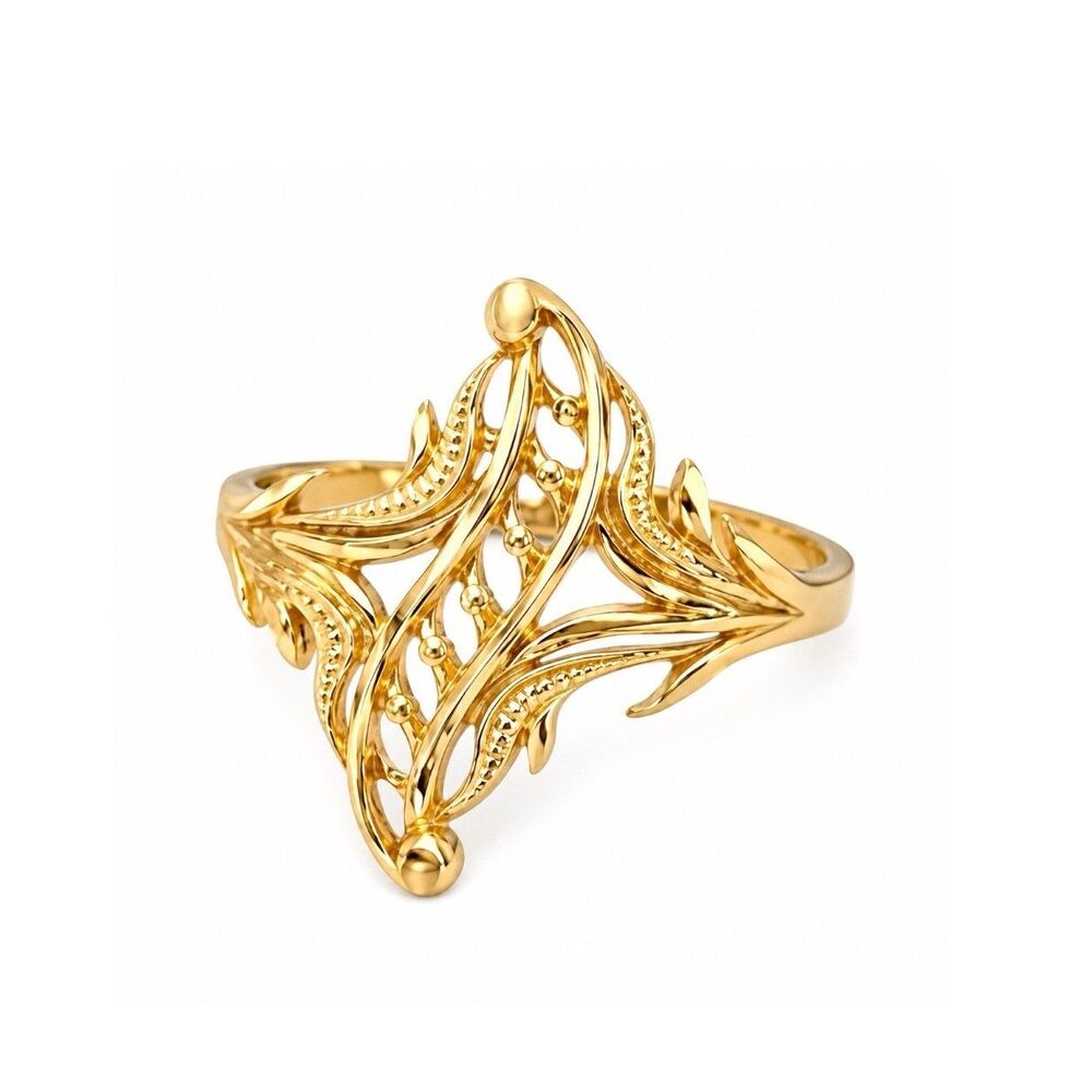 Vintage 1980s Ring Size 7 Castings On Parade Filigree Gold Plated - 14W